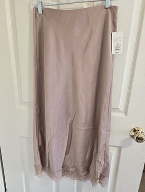 Silky Lace-Hem Midi Slip Skirt - Dusty Rose BRAND NEW.